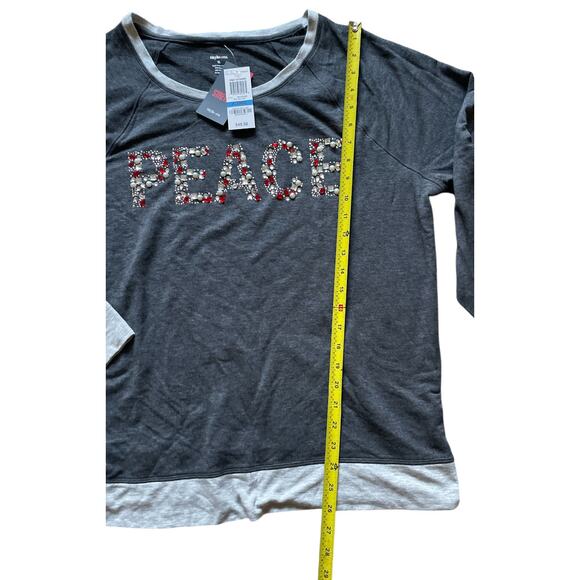 Style & Co Womens Holiday Loungewear Peace Jeweled XL Top - Picture 2 of 5